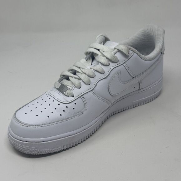 Nike Air Force 1 '07 Low Womens 9 Triple White Leather Athletic Shoes Sneakers - Picture 9 of 16